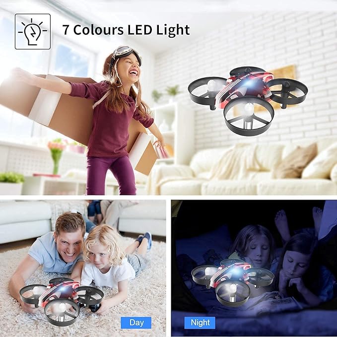 Mini Drone for Kids & Beginners, Indoor Portable Hand Operated/RC Nano Helicopter Quadcopter,Auto Hovering,3D Flips,Birthday＆ Children's Day Gift for Boys and Girls,Auto Hovering, Headless Mode & Remote Control, Red.4-blade design-ATOYX