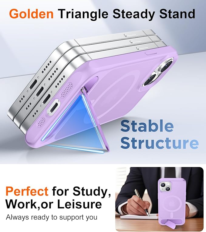 Magnetic Compatible with iPhone 14 Case/iPhone 13 Case,[Built-in Invisible Kickstand][Compatible with MagSafe][Military Grade Shockproof] Slim Translucent Matte Phone Case for iPhone 14/13 6.1"