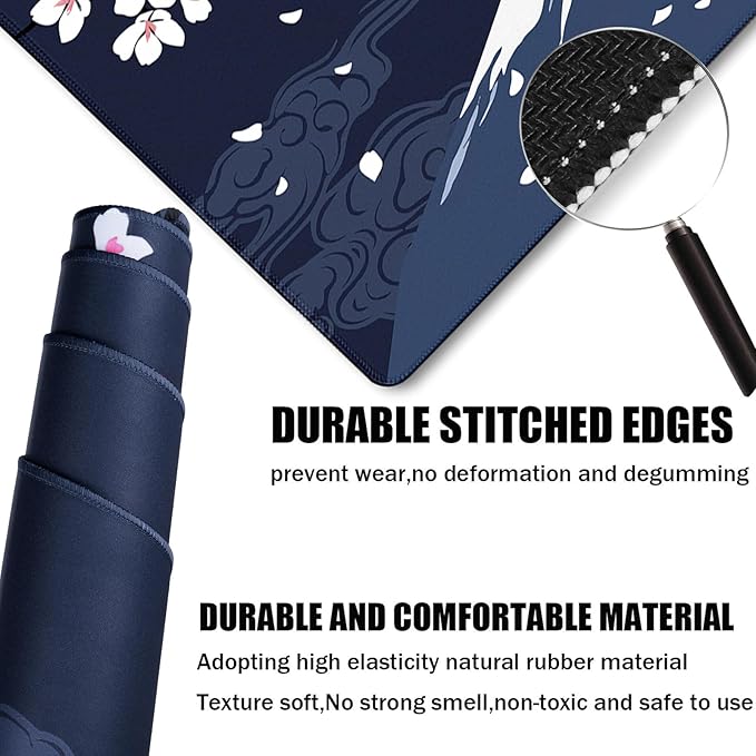 Japanese Mt Fuji Gaming Pad, Large Mouse Pad for Gamer, Durable 31.5"x15.7" Extended Mousepad with Stitched Edges, Waterproof Non-Slip Base Long XXL Large Mouse Pad for Home Office Work