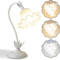 Flower Table Lamp Bedside Lamps LED Reading Light,3 Color Modes Cute Small Lamp,Vintage Flower Lamp Kawaii Table Lamp for Bedroom Living Room Office Dorm Desk Home Decor (Pearl White lamp)