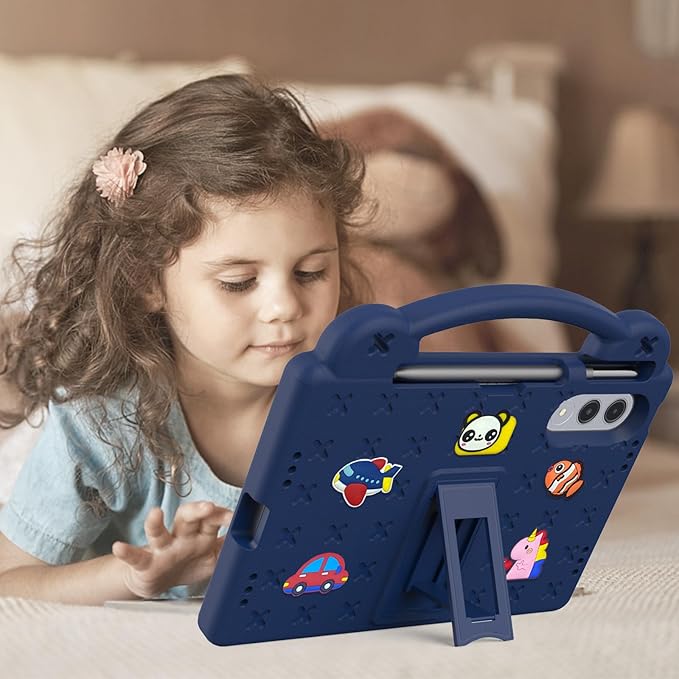 AKABEILA Compatible with Lenovo xiaoxin pad pro GT 11.1 inch TB-710FU (2025) Tablet Case, Kids Friendly Universal Lightweight Shockproof Protective Case with Shoulder Strap & Stand Handle Navy Blue