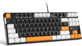 MageGee 75% Mechanical Gaming Keyboard, Brown Switch, LED White Backlit, 87 Keys Compact TKL Wired Computer Keyboards for Windows Laptop PC Gamer - Black/White