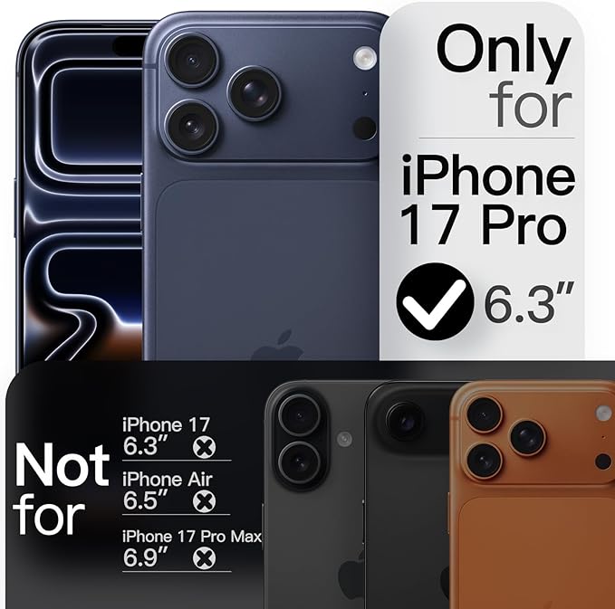 JETech Magnetic Slim Case for iPhone 17 Pro 6.3-Inch, Compatible with MagSafe, Ultra-Thin Lightweight Minimalist Phone Cover with Matte Finish and Full Camera Lens Protection (Dark Blue)