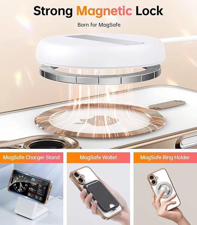 Meifigno Case Designed for iPhone 16 6.1 inch, [Compatible with MagSafe] [2X Screen Protectors] [Glitter Card & Wrist Strap] Surround Lens Protection Designed for iPhone 16 Case Girls, Desert Titanium