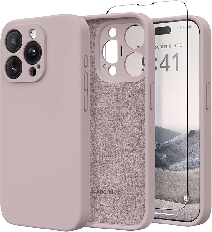 Magnetic for iPhone 15 Pro Case, Compatible with MagSafe, [Full Camera Protection][Screen Protector] Silicone Shockproof Protective Phone Case for iPhone 15 Pro 6.1", Hazel