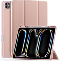 Compatible with iPad Pro 13 Inch Case M5 2025/ M4 2024, Soft TPU Back Cover for iPad 13 Pro Case, with Pencil Pro & (USB-C) Holder, Trifold Stand, Auto Wake/Sleep, Rose Pink