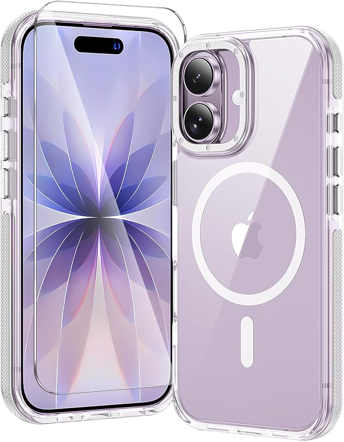 toushion 3 in 1 for iPhone 17 Case Clear Bumper,Fits MagSafe, Yellowing-Resistant Acrylic Back, Shockproof Guard Corners, Military-Grade Protection for Phone Cover 6.3 inch