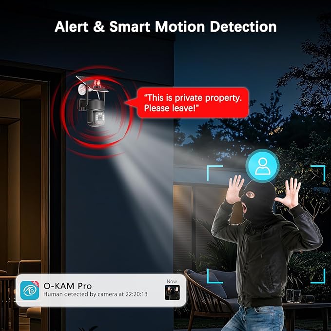Solar Security Cameras Wireless Outdoor, Solar-Powered, No Subscription,Home Security Cameras with 4MP Color Night Vision, Auto Tracking, Pan & Tilt, Spotlight & Siren, 2.4 & 5G WiFi