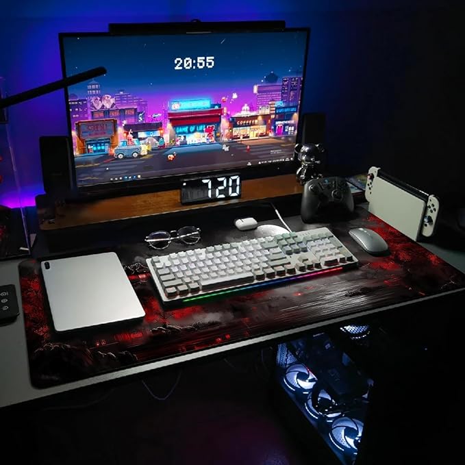 Extended Gaming Mouse Pad, Large Mouse Mat 3 mm Nature Rubber Base Mousepad with Stitched Edges, Non-Slip Desk Mat for Office Home Great Gift 31.5x11.8 Inch (Dark Canyon 4)