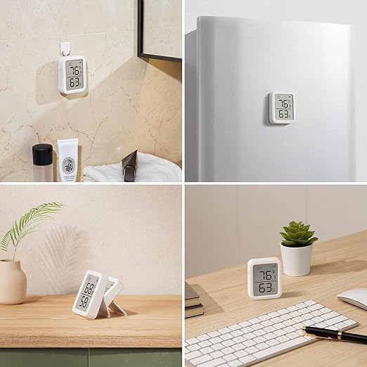 SwitchBot Thermometer Hygrometer, Bluetooth Indoor Humidity Meter for Home, Temperature Sensor with App Control, Large LCD Display, Notification Alerts (Meter Plus *2+Hub mini)