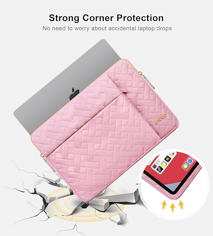 Lacdo Laptop Sleeve Case for 14 inch New MacBook Pro M5 Pro/Max A3426 A3427 (2026), M5/M4/M3/M2/M1 A3434 A3112 A3401 A3185 A2918 A2992 A2779, 13.8 inch Surface Laptop 7th Computer Bag, Sakura Pink