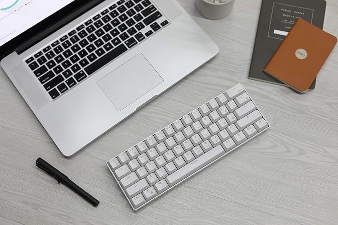 RK ROYAL KLUDGE RK61 Wireless 60% Triple Mode BT5.0/2.4G/USB-C Mechanical Keyboard, 61 Keys, Compact Gaming Keyboard w/Software (Hot Swappable Brown Switch, White)