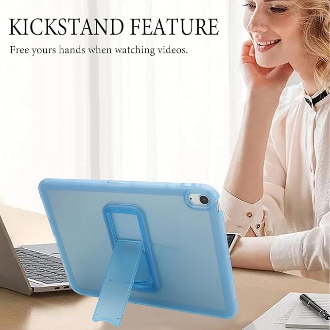 Slim Case for iPad Air 11-inch M4/M3/M2 (2026/2025/2024), Built-in Kickstand Non-Slip Shockproof Rugged Protective for Women Men, Blue