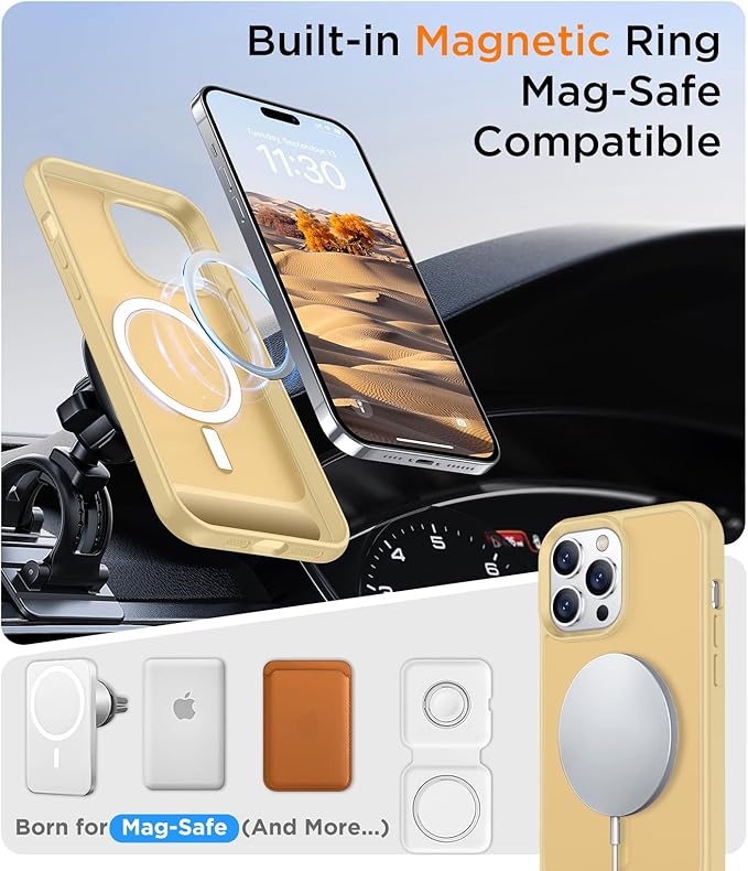 Magnetic Compatible with iPhone 14 Pro Case, [Built-in Invisible Kickstand][Compatible with MagSafe] [Military Grade Shockproof] Slim Translucent Matte Phone Case for iPhone 14 Pro 6.1"