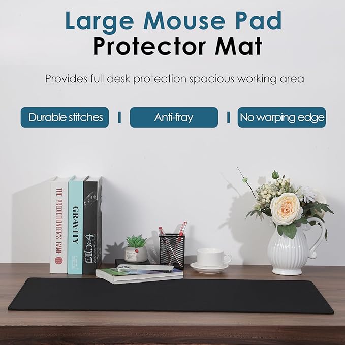 Dizzy Balloon Large Extended Mouse Pad with Durable Stitched Edges, 31.50"x15.75"x0.12", Mouse Mat Desk Mat for Home and Office, Black Large Gaming Mousepad, Keyboard Mat with Non-Slip Rubber Base