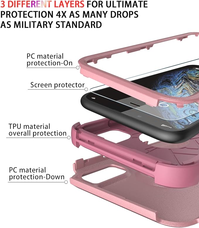 Diverbox for iPhone X Case/iPhone Xs Case [Shockproof] [Dropproof] [Tempered Glass Screen Protector ] Heavy Duty Protection Phone Case Cover for Apple iPhone X/XS (Pink)
