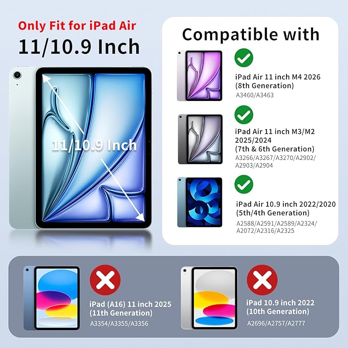 MoKo for iPad Air 11 inch Case (M4/M3/M2) 2026/2025/2024, iPad Air 5th/4th Gen 10.9 inch Case 2022/2020 with Pencil Holder, Slim Light Trifold Cover with Hard PC Translucent Back Shell, French Blue