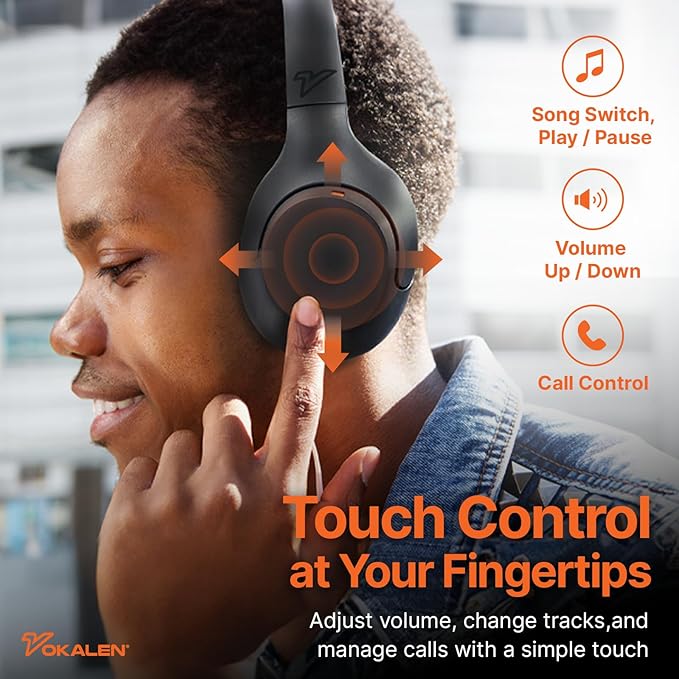VOKALEN Hyper Pro Adaptive Active Noise Cancelling Headphones, Wireless Bluetooth Over Ear Headphones with mic, 60H Playtime, Comfort Fit Mesh Ear Cushions, Deep Bass Hi-Res Audio (Pro, Ivory White)