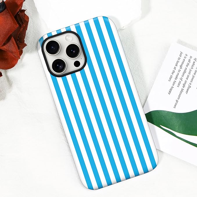 Magnetic for iPhone 13 Pro Max Case Cute Stripes Phone Case, Shockproof Slim TPU and Hard PC Protective Phone Cover Compatible with MagSafe Designed for Women Girls, Deep Blue