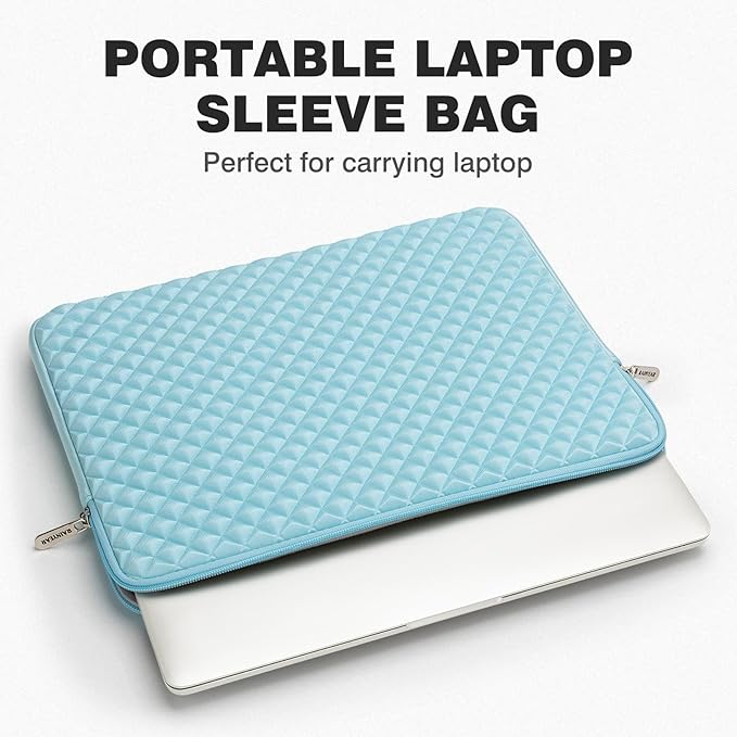 RAINYEAR 16 Inch Laptop Sleeve Diamond Foam Shock Resistant Padded Protective Case Fluffy Lining Zipper Cover Carrying Bag Specially Compatible with 16" MacBook M1 M2 M3 M4 M5 A3428 A3429 (Blue)