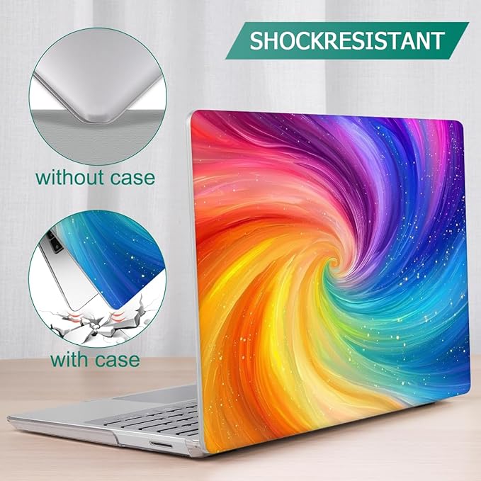Case for 13.5" Microsoft Surface Laptop 5/4/3 with Metal Palm Rest ONLY 2019-2022 Release Models:1868/1951, Plastic Hard Shell Case with Keyboard Cover & Screen Protector, Swirling Rainbow