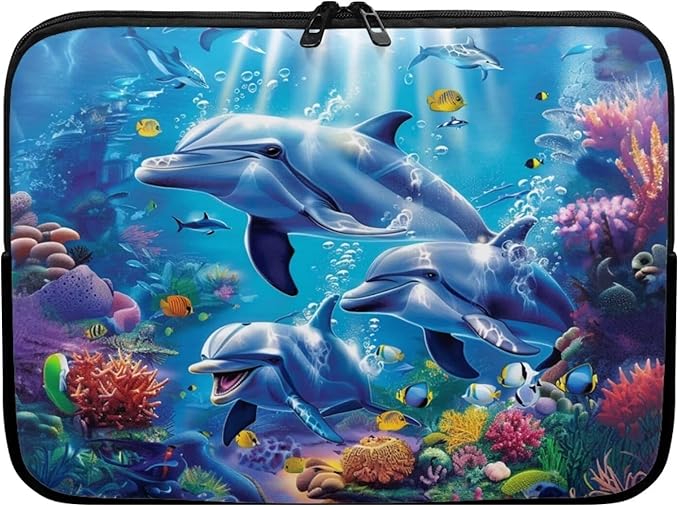 Dolphin Laptop Sleeve for Women Men 13 inch Laptop Accessories with Versatile Uses Lap Top Case Portable Computer Sleeve Laptop Pouch Ideal Gifts for Holidays Blue