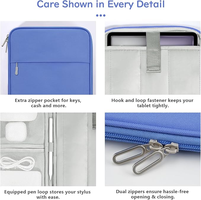 Dadanism 13 Inch Tablet Sleeve Padded Carrying Case for New iPad Air 13" M4/M3 2026/2025, iPad Pro 13" M5/M4 2025/2024, Galaxy Tab S10+/S9 FE+/S9+ 12.4", Remarkable Paper Pro 11.8", Periwinkle