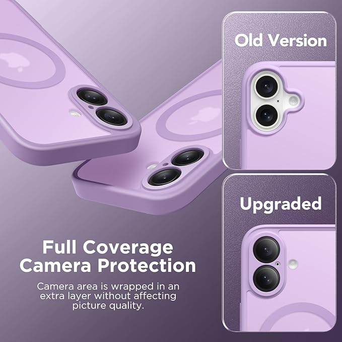 CAPRARO Magnetic Compatible with iPhone 16 Case, Upgraded [Full Camera Protection] [Compatible with MagSafe] Protective Translucent Matte Women Girl Phone Case Cover, Elegant Purple