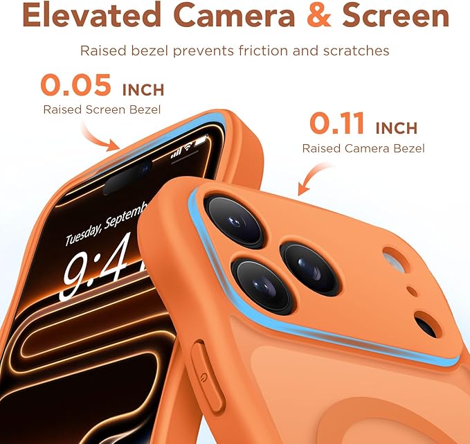 CAPRARO Magnetic for iPhone 17 Pro Case for Women Girls, Upgraded [Full Camera Protection] [Compatible with MagSafe] Cute Wave Translucent Matte Phone Case for iPhone 17 Pro, Cosmic Orange