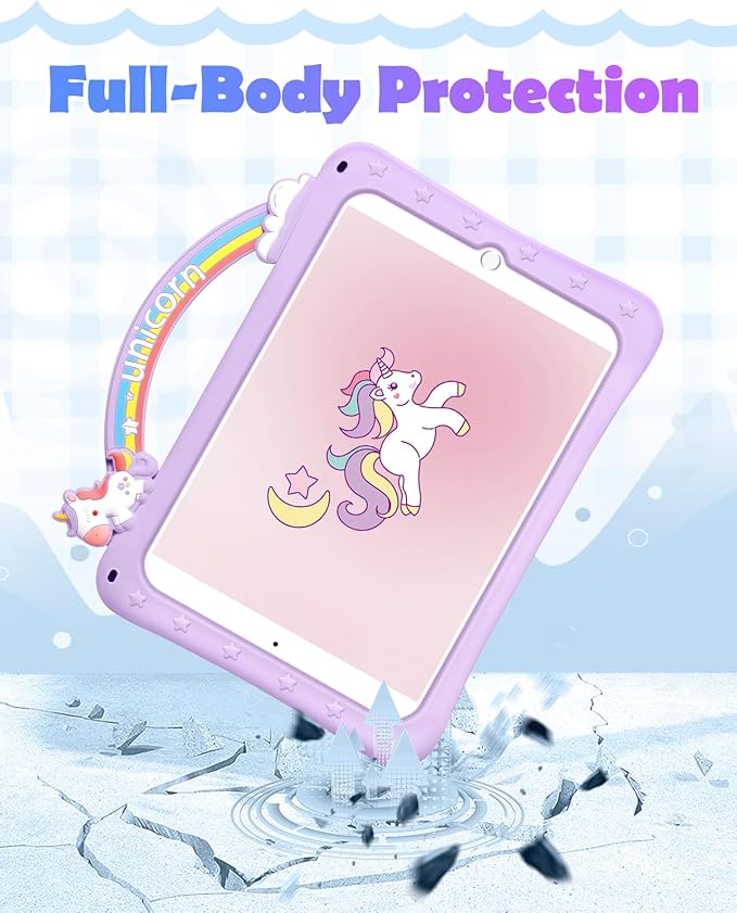 Wazzasoft for iPad Air 3rd Generation Case 2019, for iPad Pro 10.5 Inch Case 2017 - Girls Cute Girly Kawaii Purple Design Cover with Rotating Stand & Strap Silicone Funda for iPad Pro 10.5"/Air 3rd