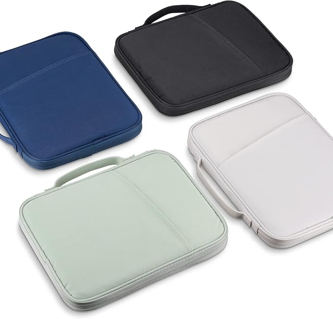 11 Inch iPad Travel Case Organizer, Padded Tablet Carrying Sleeve Bag for iPad Pro 11-in (M4), iPad 10.9 (10th Gen), iPad Air 11-in (M2), Galaxy Tab S8/S9 (White Grey-11)
