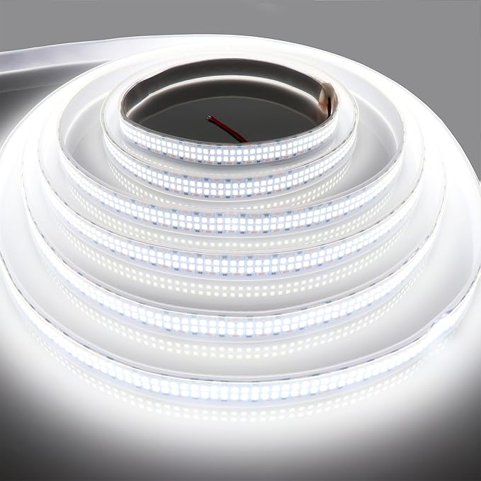 LEDENET LED Strip Lights Cold White 6500K 16.4ft Double Row 2835 SMD 2400LEDs DC 12V Daylight Bright LED Tape Light Flexible Dimmable Ribbon Lamp 5M Waterproof IP67 Outdoor Lighting Decor