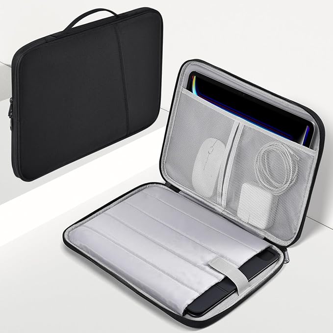 13 inch Laptop Sleeve Case for 2026 2025-2022 MacBook Air 13.6 inch M5 M4 M3 M2 Chip, MacBook Neo 13 inch Laptop Water-Resistant Shockproof Handle Bag Cover w/Accessory Pocket -Black