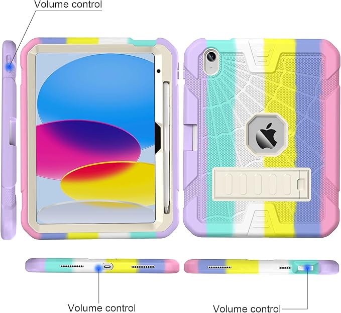 SIBEITU Kids Case for iPad (A16) 11-inch 2025 / iPad 10th Gen 10.9-inch 2022, Shockproof Rugged Hybrid 3-Layer Protective 11/10 Gen iPad Cover with Kickstand & Pencil Holder for Girls Boys, Camouflage