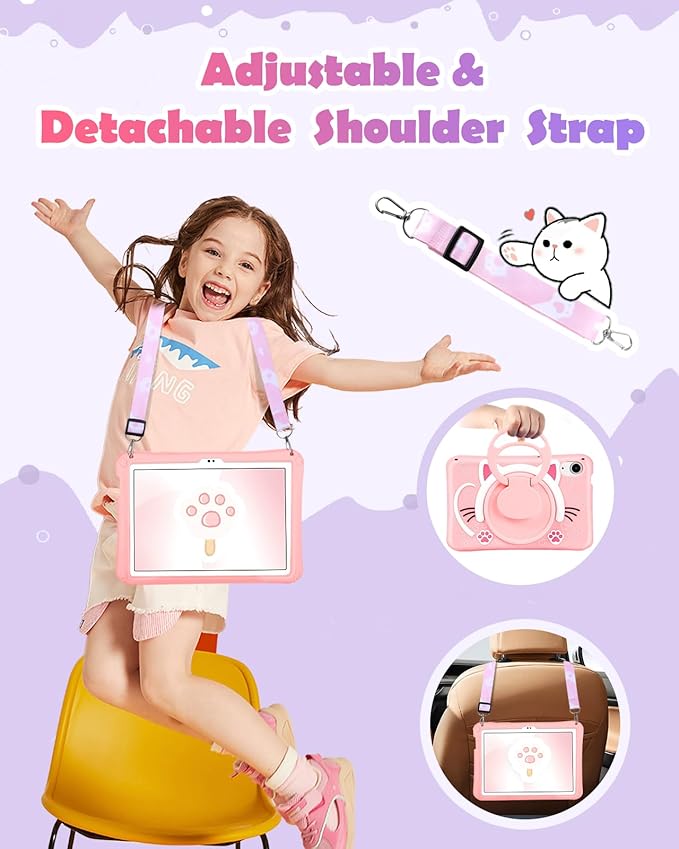 Wazzasoft for iPad mini 7 A17 Pro 2024, for iPad mini 6 Case 8.3 Inch Girls Cute Cat Kawaii Cover Girly Women Kitten with Rotating Stand & Strap Soft Silicone Funda for iPad mini 7th/6th Gen Cases