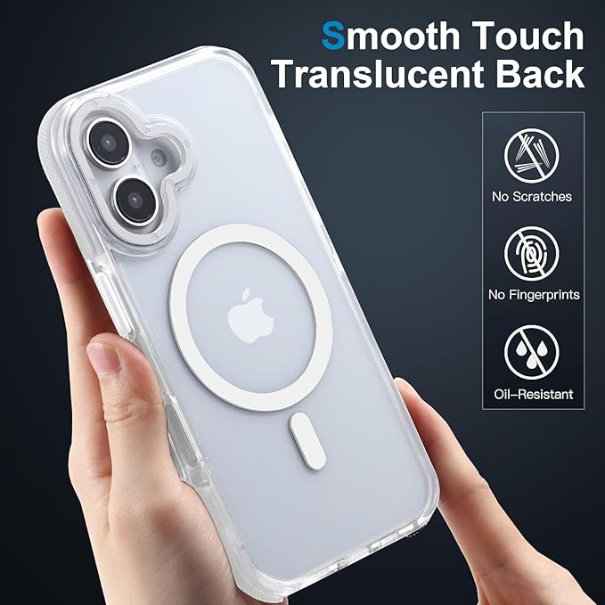 Magnetic Case for iPhone 16 [10Ft Military-Grade Protection] Compatible with MagSafe Shockproof Slim Thin Cover 6.1 inch 16 Phone Case,Clear White