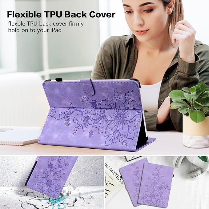 Case for iPad Air 13 Inch M4/M3/M2 (2026/2025/2024), Auto Wake/Sleep Supports Pencil Pro and Pencil(USB-C) Magnetic Multi-Angle Viewing Clasp Cover, Purple