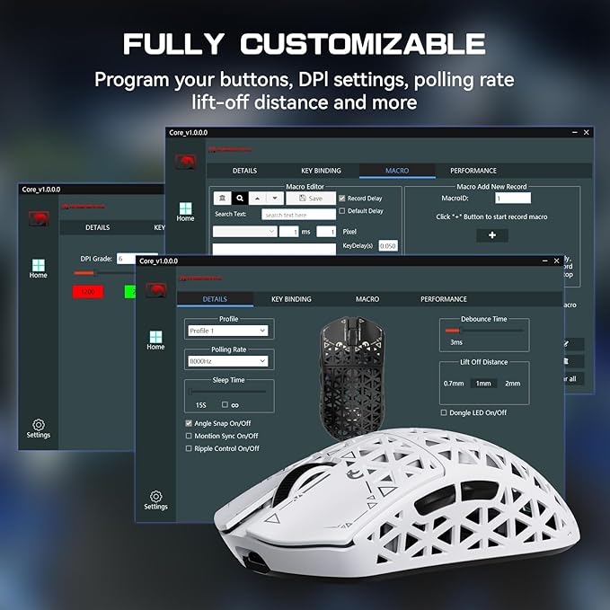MAMBASNAKE M5 Ultra Carbon Fiber 8KHz Wireless Gaming Mouse,PAW3950 Sensor 42K DPI,39g Lightweight Tri-Mode 2.4GHz/BT/Wired Computer Mice,Web Driver Support,for Win/Mac/FPS/MOBA/Esports-White (A)