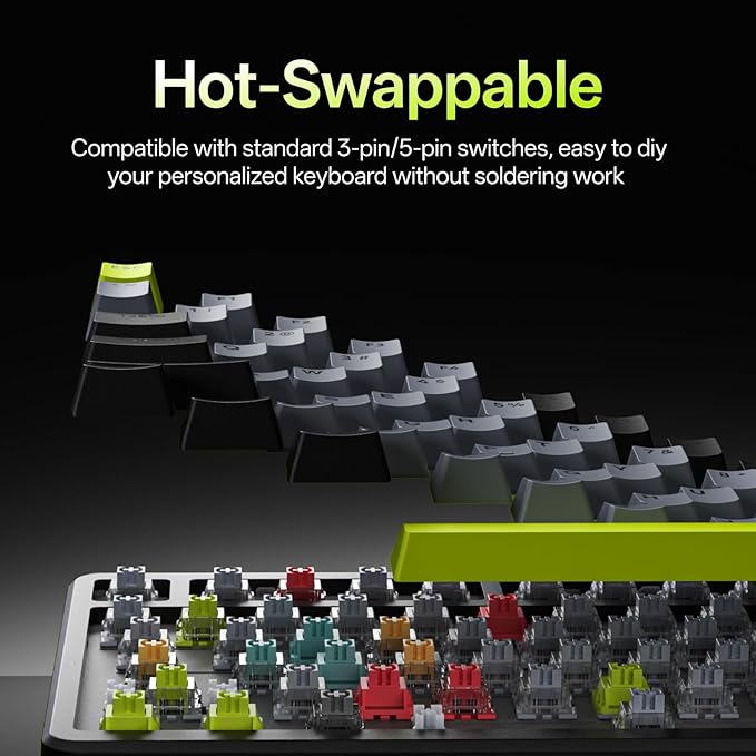 Rapoo V700DIY-98 Wireless Mechanical Keyboard, BT5.0 + 2.4GHz, Hot Swappable Custom Gaming Keyboard, Speed Silver Linear Switch, 16.8M Per-Key RGB, Gasket Mount, Creamy Sound, Full NKRO Anti-Ghosting