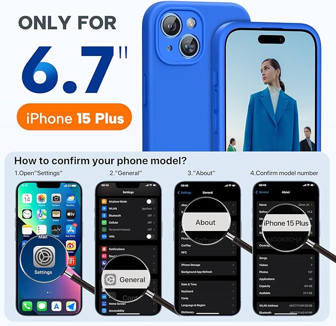 Miracase Compatible with iPhone 15 Plus Case, [Soft Anti-Scratch Microfiber Lining], Liquid Silicone Case Gel Rubber Shockproof Drop Protection Phone Case for iPhone 15 Plus, Mediterranean Blue
