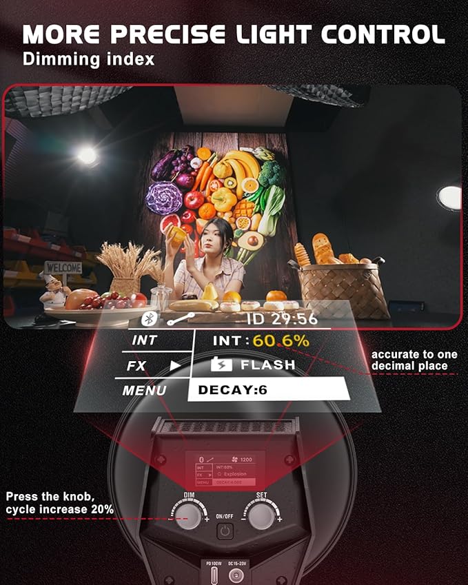 IFOOTAGE 70W LED Video Light,Continous Lighting,SL 60DN 5600k Continuous Output Lighting,Video Lighting for Recording,Studio,App Control,with Carry Bag Without Bowens Mounti Adapater