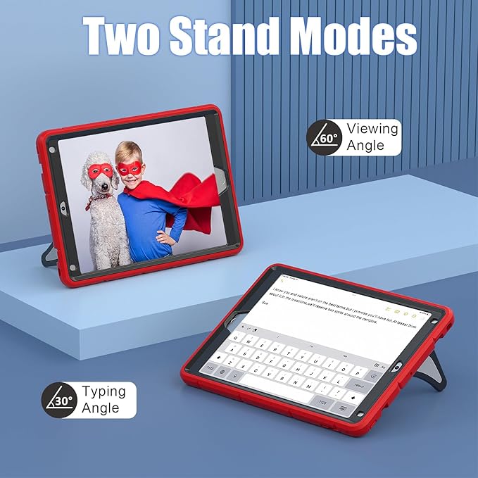 AKABEILA Compatible with Apple iPad 9.7 5th/6th(2017/2018)/iPad Air 2/iPad Pro 9.7 Tablet Case，Lightweight Shockproof Rugged Protective Cover with Kickstand for Kids Children Boys Babies Red Black