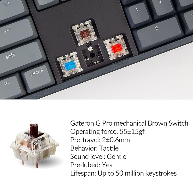 Keychron K10 RGB Full Size Layout Hot-Swappable Mechanical Keyboard for Mac Windows, Multitasking 104-Key Bluetooth Wireless/USB Wired Gaming Keyboard with Keychron Super Brown Switch Aluminum Frame