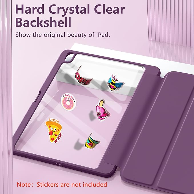 Wenlaty for iPad Air 13 Inch Case M4/M3/M2 (2026/2025/2024) with Pencil Holder, Slim Trifold Stand Protective Cover for iPad Air 13 Case with Clear Transparent Back, Auto Wake/Sleep -BerryPurple