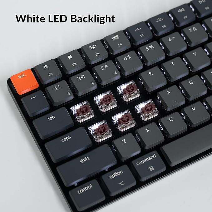 Keychron K3 Version 2, 84 Keys Ultra-Slim Wireless Bluetooth/USB Wired Mechanical Keyboard with White LED Backlit, Low-Profile Keychron Mechanical Brown Switch Compatible with Mac Windows