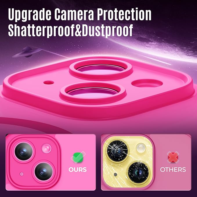 Symcele Designed for iPhone 14 Case, Compatible with MagSafe, with Privacy Screen Protectors X2, [Camera Protection] [15FT Military Drop Protection] Shockproof Phone Case, 6.1", Hot Pink
