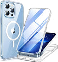 Miracase iPhone 13 Pro Max Glass Case - 2023 Upgrade Full-Body Clear Bumper with Magnetic Ring and 9H Screen Protector