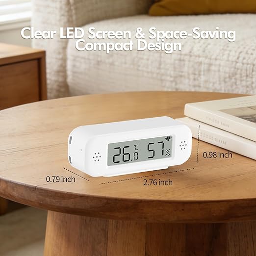 eMylo WiFi Thermometer Hygrometer Sensor, Smart Wireless Indoor Temperature Humidity Monitor with App Alerts, Free Data Storage Export, for Home Room Pet Greenhouse, Compatible with Alexa, 4 PCS