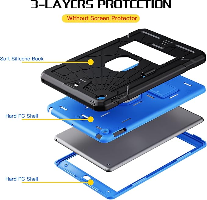 SIBEITU Case Compatible with iPad 9th Generation for Kids, with Pencil Holder Stand, Heavy Duty Rugged Case for iPad 10.2 inch