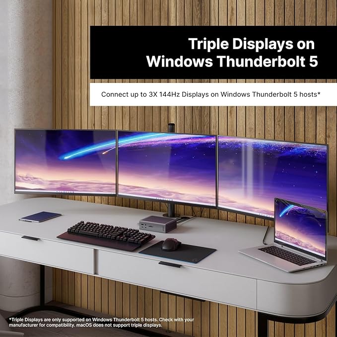 CalDigit TS5 PLUS - Thunderbolt 5 Dock - 20 Port, 10Gb Ethernet, 140W dedicated host Charging, TBT-5 x 3, USB 10Gb/s x10, Dual USB Controllers, Up to Two 8K 60Hz Displays, 1.0m Braided Cable, 330W PSU